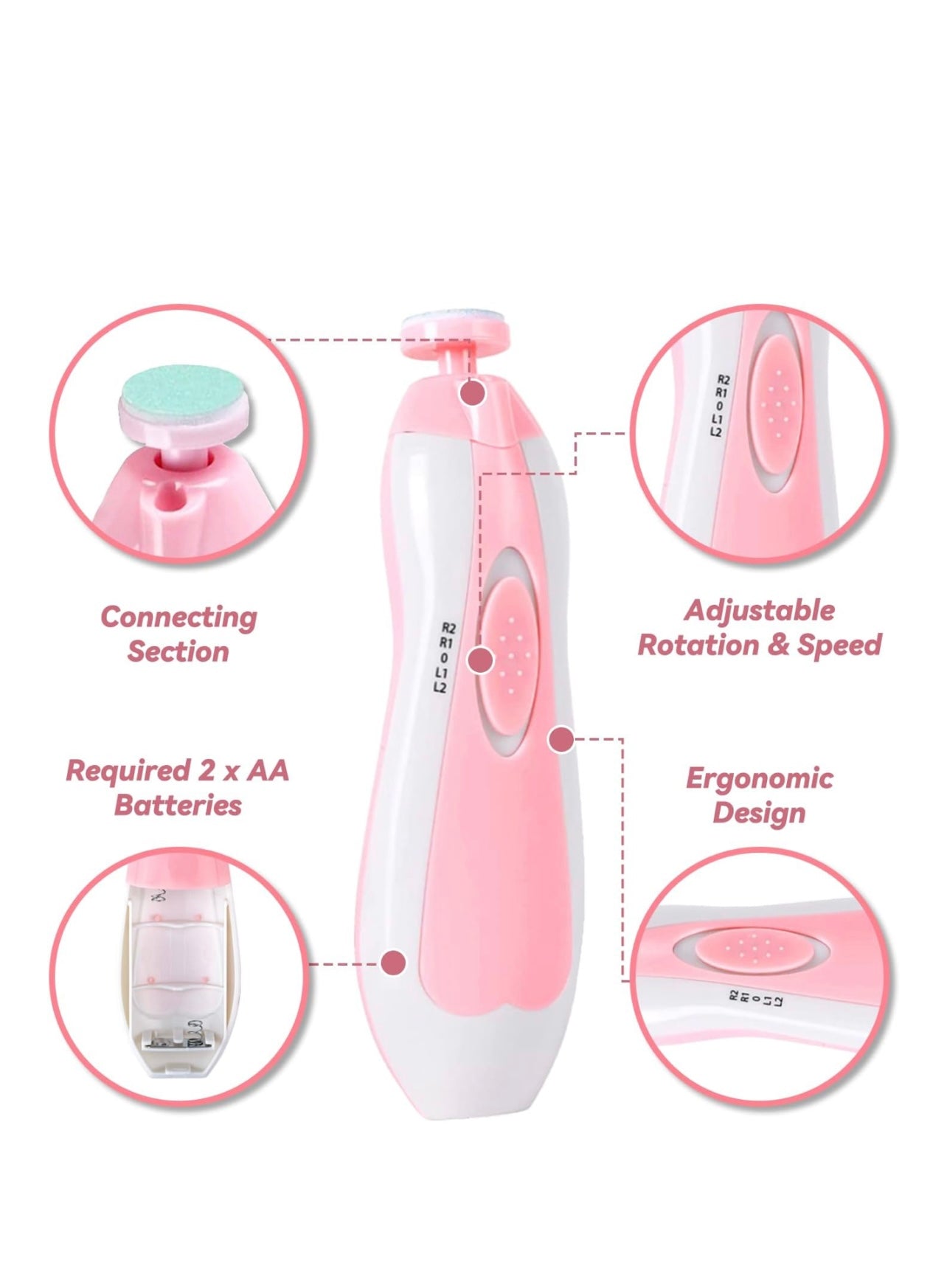 Baby Electric Nail Trimmer - Pink
